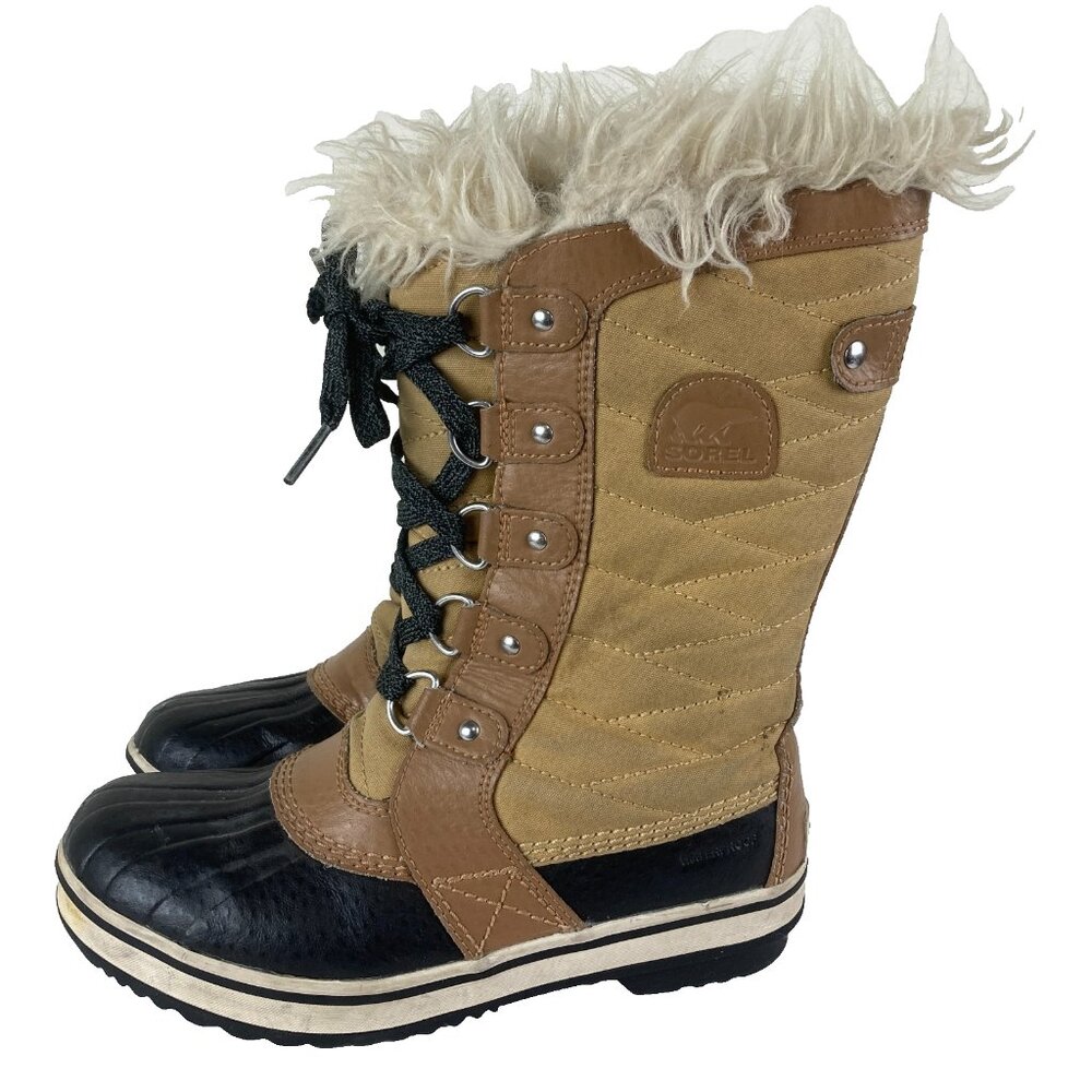 Sorel Tofino II Girls sz 3 Tan‎ Insulated Waterproof Winter Snow Boots Mid Calf